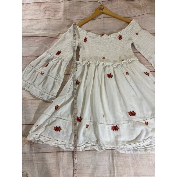 Free People Women's White Counting Daisies Embroidered Mini Dress - Medium - Picture 5 of 16
